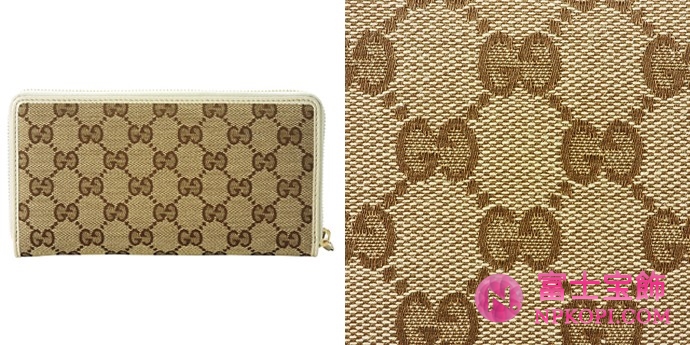 GUCCI/グッチ 2012年春夏METAL BAR定番キャンバスGG柄Gマーク刻印プレート付きラウンドファスナー長財布 112724 F40IG 9773 